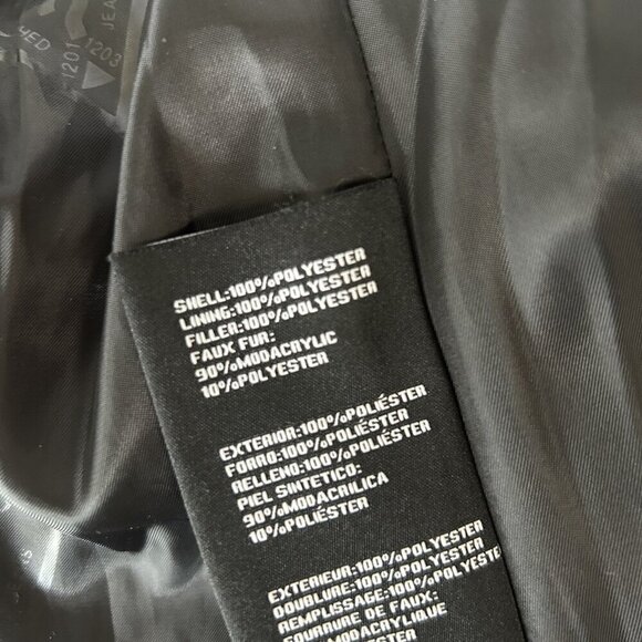 Guess Black Midweight Belted Puffer Jacket With Removable Fur Trim Size M - Picture 4 of 14